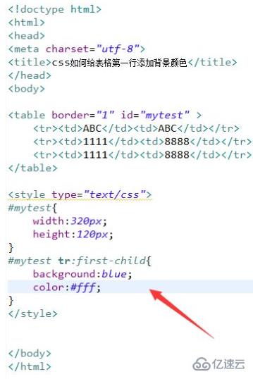 css如何设置表格第一行颜色