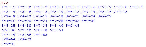 Python不同格式打印九九乘法的方法是什么