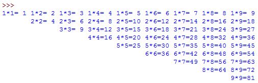 Python不同格式打印九九乘法的方法是什么