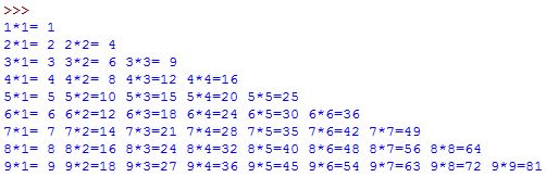 Python不同格式打印九九乘法的方法是什么