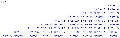 Python不同格式打印九九乘法的方法是什么