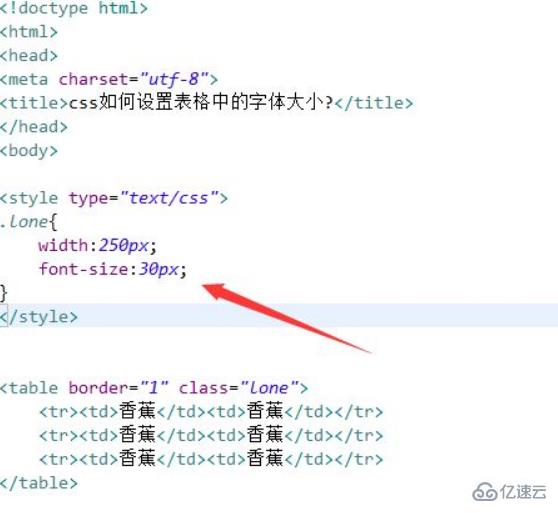 css如何修改table中td元素的字体大小