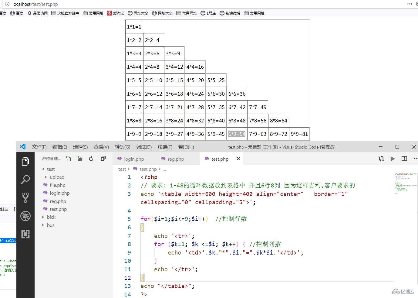 php 如何实现99乘法表