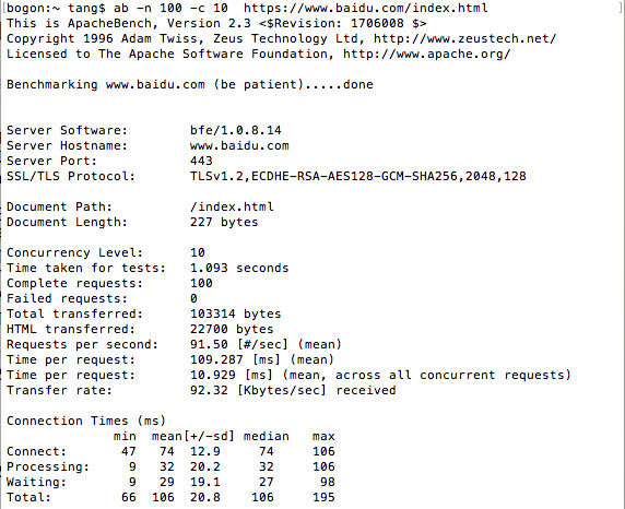 Apache下分析ab性能测试的结果是什么