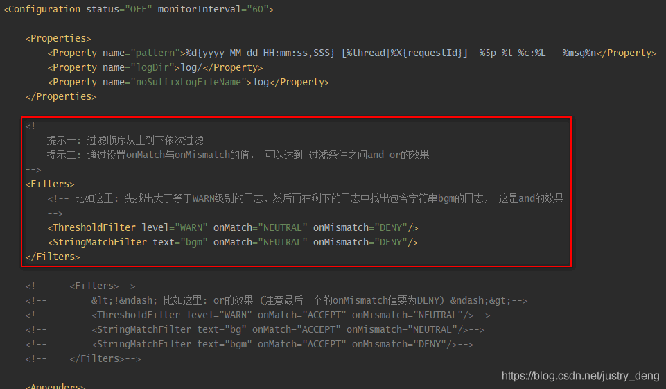 log4j2如何使用filter过滤日志