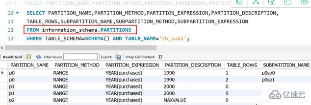 mysql如何查询分区表信息