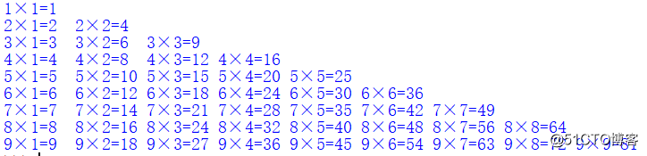怎么用python实现九九乘法表