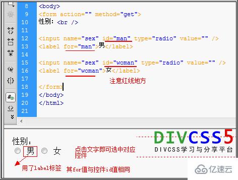 html表單中如何使用<label>標簽