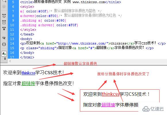 css怎么设置超链接字体鼠标悬停颜色改变效果