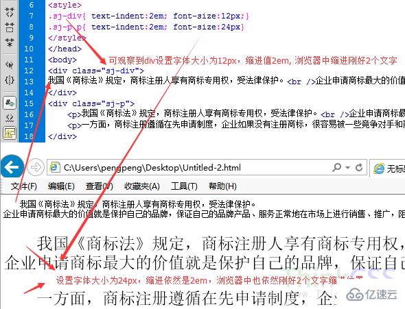 CSS如何实现首行缩进两个文字