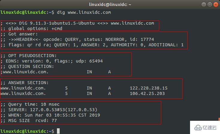 Linux中解析域名命令dig怎么用