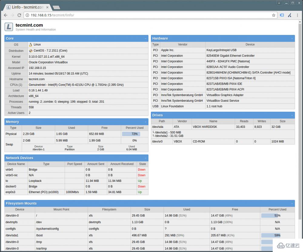 Linux下如何使用Linfo顯示服務器運行狀況