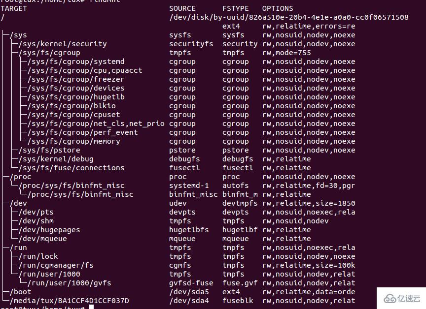 Linux下Findmnt命令怎么用