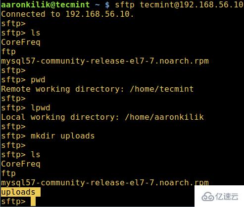 Linux中怎么使用sFTP进行上传和下载文件