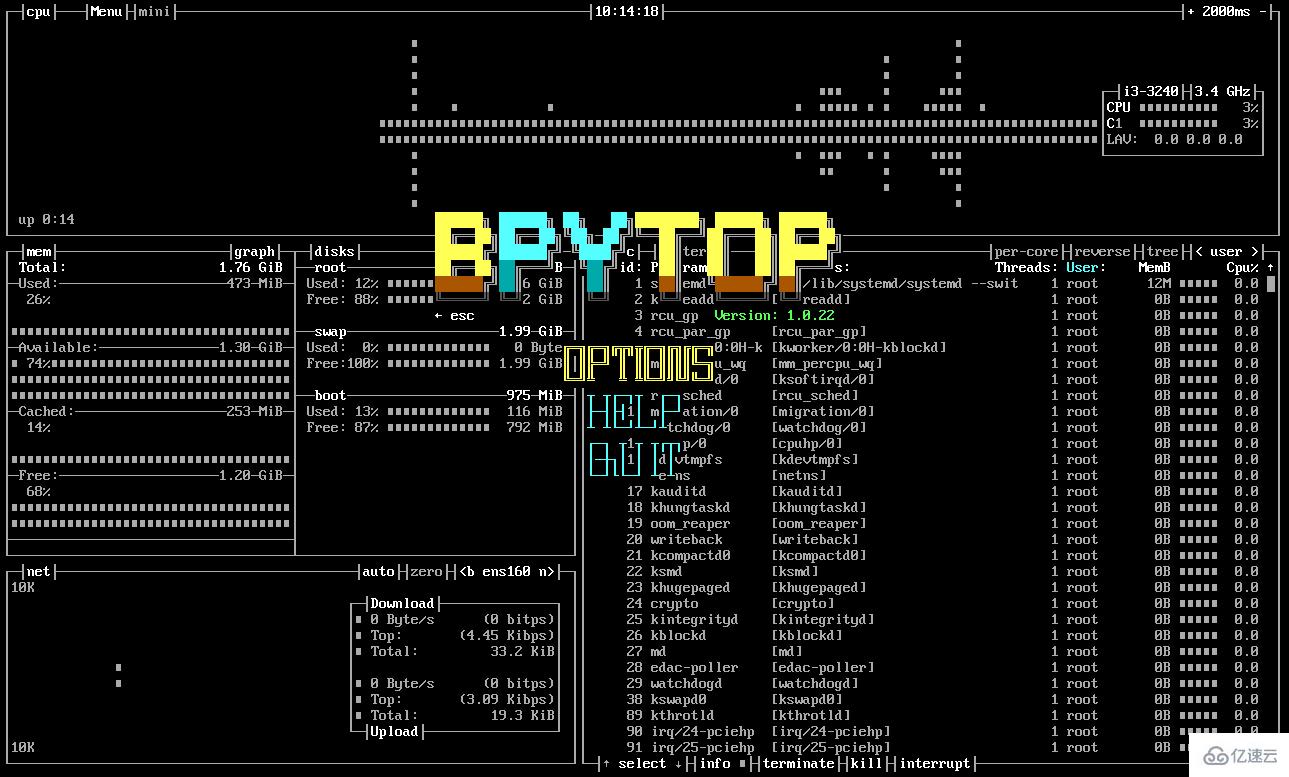 Linux系统中如何安装并且使用Bpytop