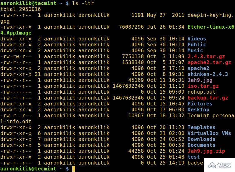 Linux系统如何使用ls命令按最后修改时间输出进行排序