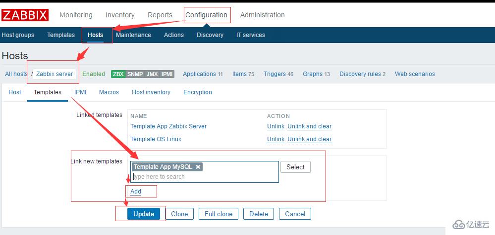 Zabbix-3.0.3如何使用自带模板监控MySQL