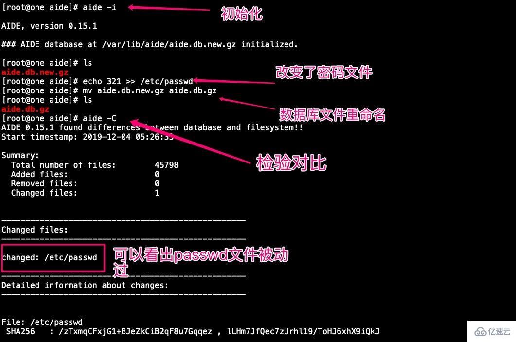 在Linux系统中使用AIDE监控文件的完整性是怎样的