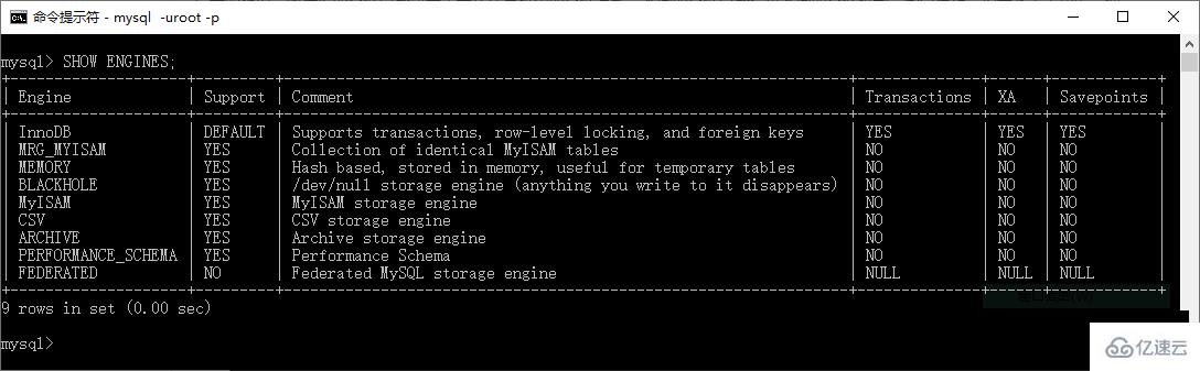 mysql支持哪些存储引擎