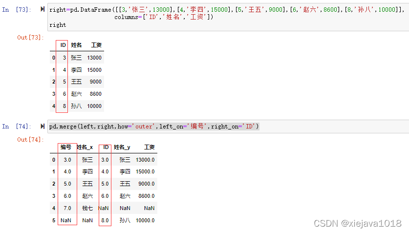 python pandas中如何实现合并与拼接