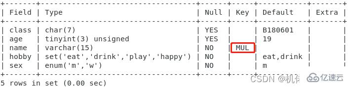 MySQL键值的示例分析