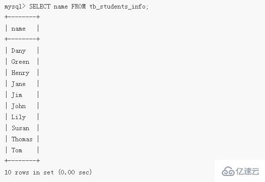 mysql如何查询第一列数据