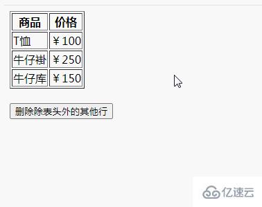 jquery如何删除除表头外的其他行