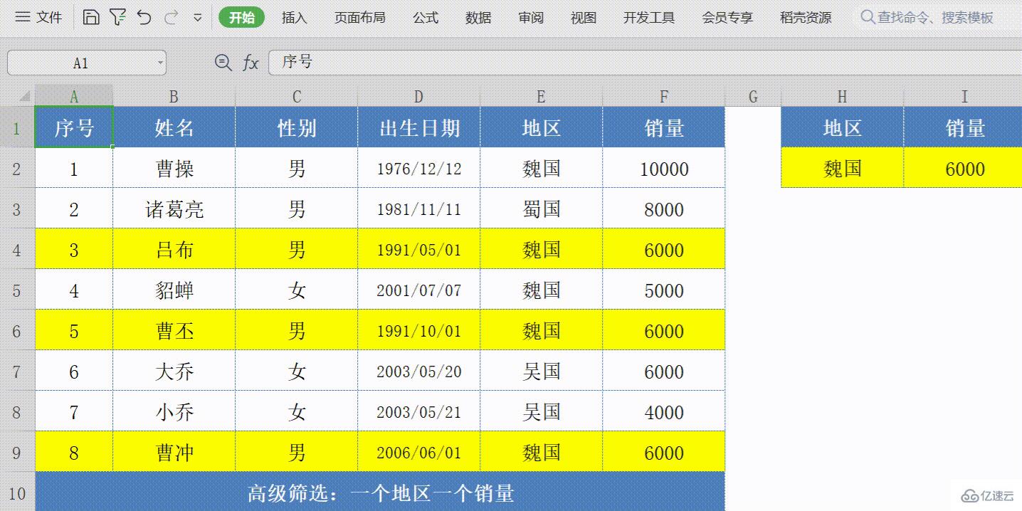 excel表格高级筛选怎么使用