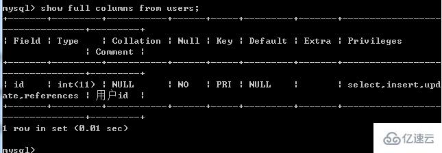 mysql如何给列加注释