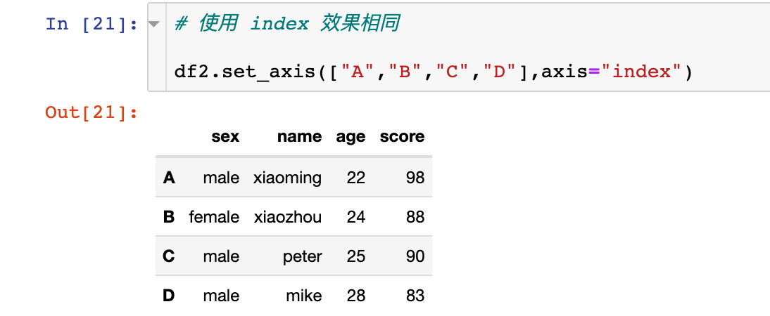 Python pandas索引如何设置和修改