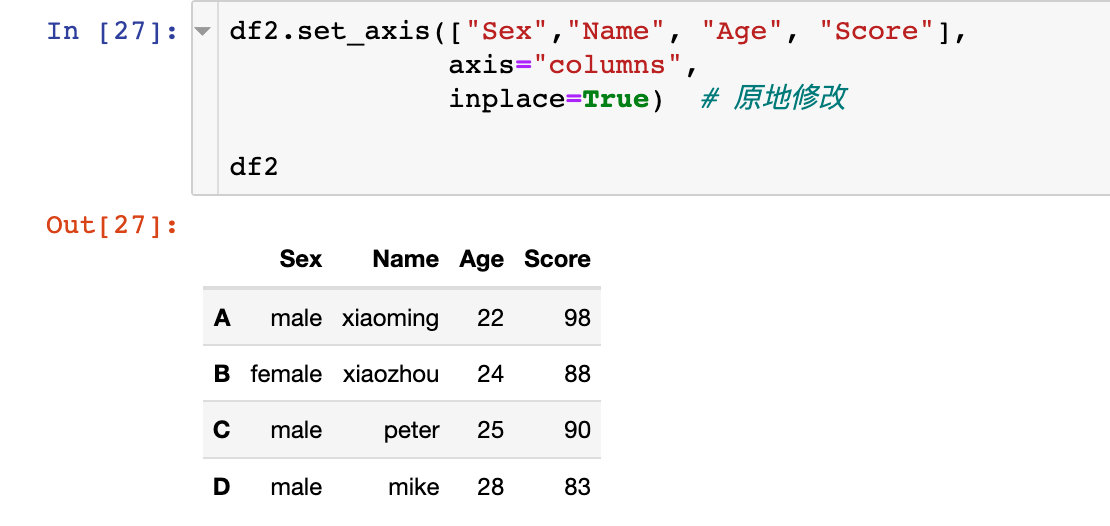 Python pandas索引如何设置和修改