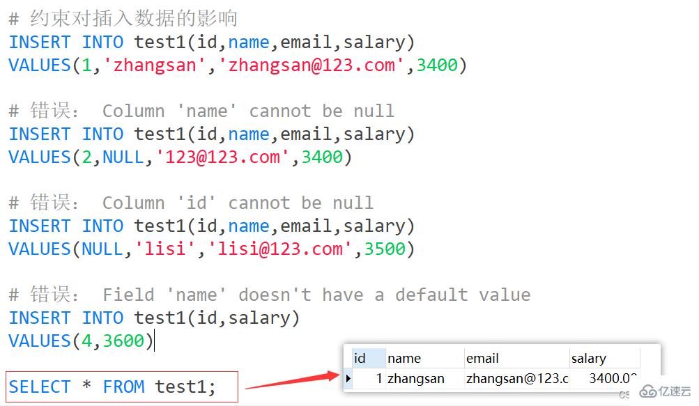 MySQL约束知识点实例分析