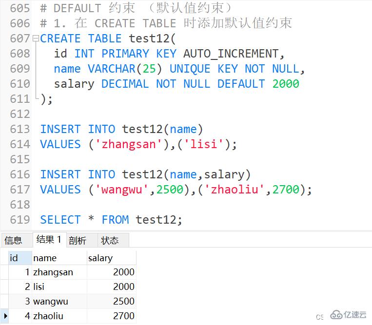 MySQL約束知識點實例分析