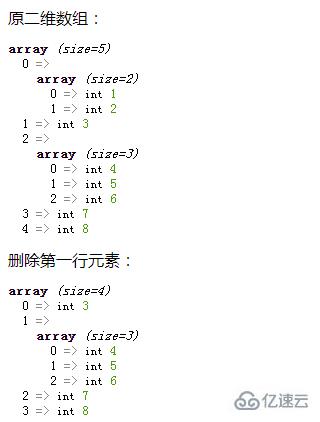 php二维数组如何删除去除第一行元素