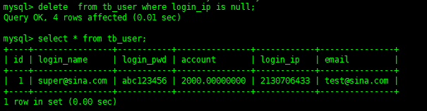 MySQL表数据操作实例分析