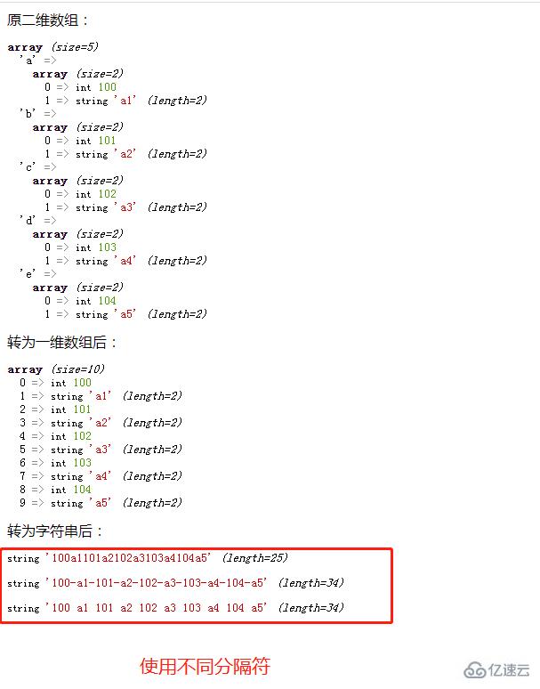 php如何将二维数组转为字符串