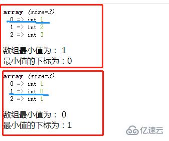 php如何求数组中最小的元素值和下标