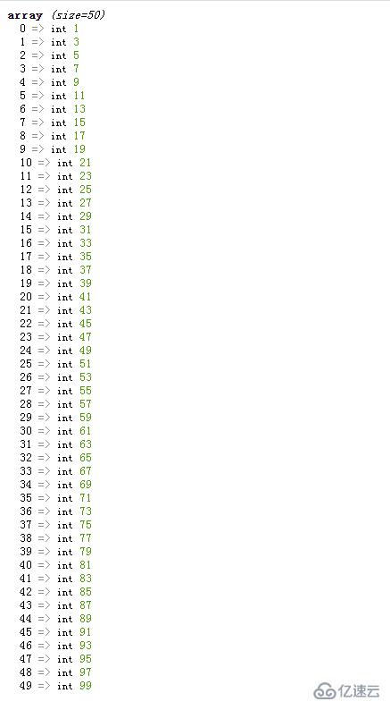 如何用php求100以内的奇数