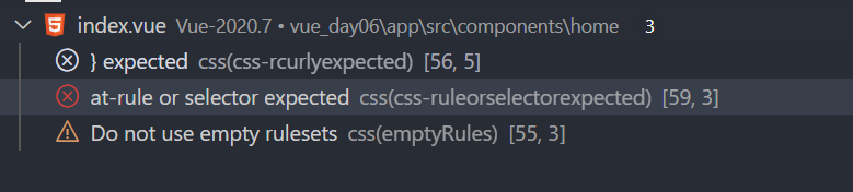 vue之“}?expected“和“at-rule?or?selector?expected“報錯如何解決