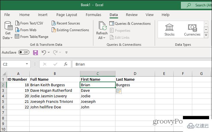 怎么在Excel中拆分姓名